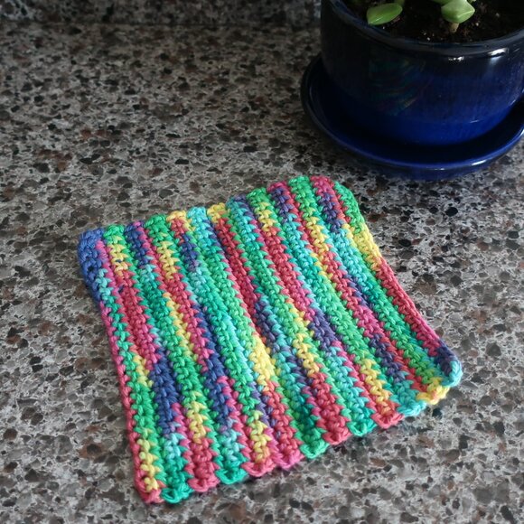 Multicolored Crochet Dish Drying Mats 100% Cotton Kitchen - Picture 3 of 15